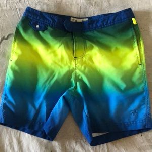 PENGUIN blue/yellow neon ombré swimsuit w29